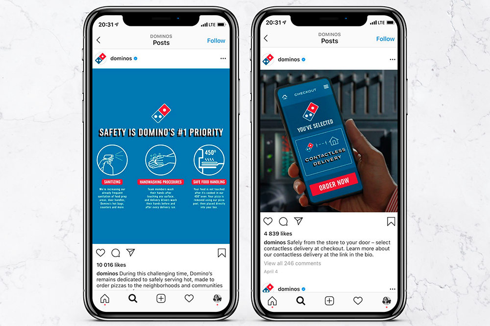 Dominos is posting a list of internal hygienic rules ensuring their customers their team follows all the guidelines for safe delivery.
